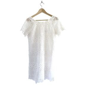 Madewell Lyric Off White Crochet Lace Shift Dress 2 Coquette Romantic Luxe